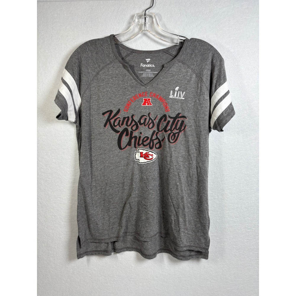 Fanatics Kansas City Chiefs T-Shirt Womens Medium Gray Tri-Blend Super Bowl LIV